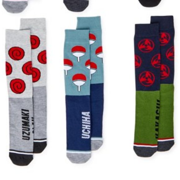 Naruto Shippuden Collection Gray & Black Sharingan Men’s Crew Socks, 6-PK; OS - Picture 4 of 5